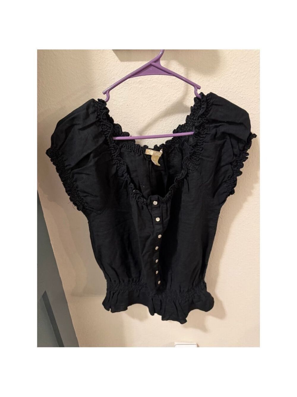 Jeanstar Black Linen Blend Blouse M Excellent Condition